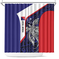 Personalised PNG Central Province Shower Curtain Bird of Paradise Tattoo Flag Motif - Polynesian Pride