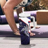 Personalised PNG Central Province Tumbler With Handle Bird of Paradise Tattoo Flag Motif - Polynesian Pride