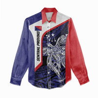 Personalised PNG Central Province Women Casual Shirt Bird of Paradise Tattoo Flag Motif - Polynesian Pride