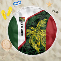 Personalised PNG Chimbu Province Beach Blanket Bird of Paradise Tattoo Flag Motif - Polynesian Pride
