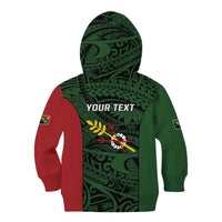 Personalised PNG Chimbu Province Kid Hoodie Bird of Paradise Tattoo Flag Motif LT9 - Polynesian Pride