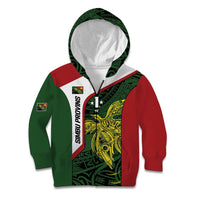 Personalised PNG Chimbu Province Kid Hoodie Bird of Paradise Tattoo Flag Motif LT9 Zip Hoodie Red - Polynesian Pride