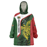 Personalised PNG Chimbu Province Wearable Blanket Hoodie Bird of Paradise Tattoo Flag Motif - Polynesian Pride