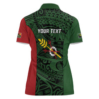 Personalised PNG Chimbu Province Women Polo Shirt Bird of Paradise Tattoo Flag Motif - Polynesian Pride