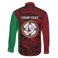 Personalised PNG East New Britain Province Family Matching Off Shoulder Maxi Dress and Hawaiian Shirt Bird of Paradise Tattoo Flag Motif - Polynesian Pride