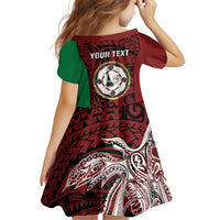 Personalised PNG East New Britain Province Family Matching Off Shoulder Short Dress and Hawaiian Shirt Bird of Paradise Tattoo Flag Motif - Polynesian Pride