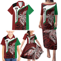 Personalised PNG East New Britain Province Family Matching Puletasi and Hawaiian Shirt Bird of Paradise Tattoo Flag Motif - Polynesian Pride
