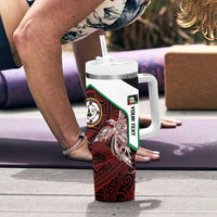 Personalised PNG East New Britain Province Tumbler With Handle Bird of Paradise Tattoo Flag Motif - Polynesian Pride