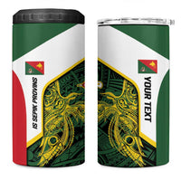 Personalised PNG East Sepik Province 4 in 1 Can Cooler Tumbler Bird of Paradise Tattoo Flag Motif - Polynesian Pride