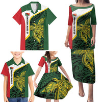 Personalised PNG East Sepik Province Family Matching Puletasi and Hawaiian Shirt Bird of Paradise Tattoo Flag Motif - Polynesian Pride