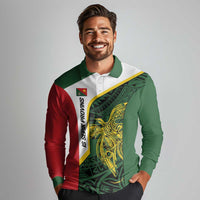 Personalised PNG East Sepik Province Long Sleeve Polo Shirt Bird of Paradise Tattoo Flag Motif LT9 - Polynesian Pride
