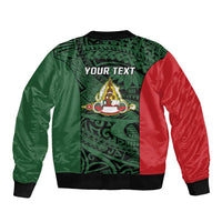 Personalised PNG East Sepik Province Sleeve Zip Bomber Jacket Bird of Paradise Tattoo Flag Motif - Polynesian Pride