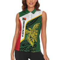 Personalised PNG East Sepik Province Women Sleeveless Polo Shirt Bird of Paradise Tattoo Flag Motif - Polynesian Pride