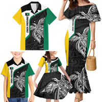 Personalised PNG Enga Province Family Matching Mermaid Dress and Hawaiian Shirt Bird of Paradise Tattoo Flag Motif - Polynesian Pride
