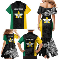 Personalised PNG Enga Province Family Matching Mermaid Dress and Hawaiian Shirt Bird of Paradise Tattoo Flag Motif - Polynesian Pride