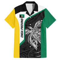 Personalised PNG Enga Province Family Matching Off Shoulder Short Dress and Hawaiian Shirt Bird of Paradise Tattoo Flag Motif - Polynesian Pride
