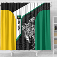 Personalised PNG Enga Province Shower Curtain Bird of Paradise Tattoo Flag Motif - Polynesian Pride