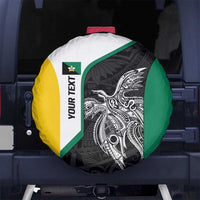 Personalised PNG Enga Province Spare Tire Cover Bird of Paradise Tattoo Flag Motif - Polynesian Pride