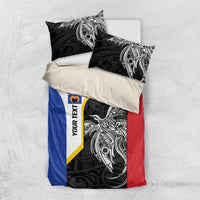 Personalised PNG Gulf Province Bedding Set Bird of Paradise Tattoo Flag Motif - Polynesian Pride