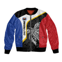 Personalised PNG Gulf Province Bomber Jacket Bird of Paradise Tattoo Flag Motif - Polynesian Pride