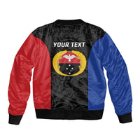 Personalised PNG Gulf Province Sleeve Zip Bomber Jacket Bird of Paradise Tattoo Flag Motif - Polynesian Pride