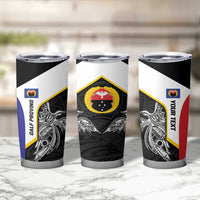Personalised PNG Gulf Province Tumbler Cup Bird of Paradise Tattoo Flag Motif - Polynesian Pride
