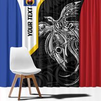 Personalised PNG Gulf Province Window Curtain Bird of Paradise Tattoo Flag Motif - Polynesian Pride