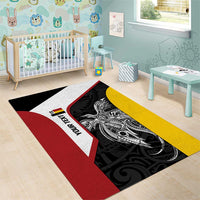 Personalised PNG Madang Province Area Rug Bird of Paradise Tattoo Flag Motif - Polynesian Pride