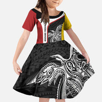 Personalised PNG Madang Province Family Matching Summer Maxi Dress and Hawaiian Shirt Bird of Paradise Tattoo Flag Motif - Polynesian Pride