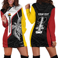 Personalised PNG Madang Province Hoodie Dress Bird of Paradise Tattoo Flag Motif - Polynesian Pride