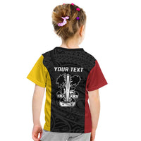 Personalised PNG Madang Province Kid T Shirt Bird of Paradise Tattoo Flag Motif - Polynesian Pride