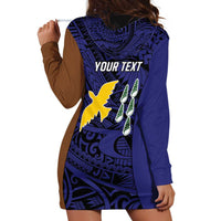Personalised PNG Manus Province Hoodie Dress Bird of Paradise Tattoo Flag Motif - Polynesian Pride