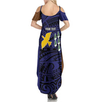 Personalised PNG Manus Province Summer Maxi Dress Bird of Paradise Tattoo Flag Motif - Polynesian Pride