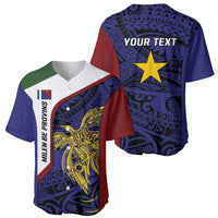 Personalised PNG Milne Bay Province Baseball Jersey Bird of Paradise Tattoo Flag Motif - Polynesian Pride
