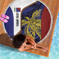 Personalised PNG Milne Bay Province Beach Blanket Bird of Paradise Tattoo Flag Motif - Polynesian Pride