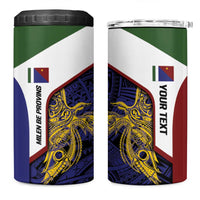 Personalised PNG Milne Bay Province 4 in 1 Can Cooler Tumbler Bird of Paradise Tattoo Flag Motif - Polynesian Pride