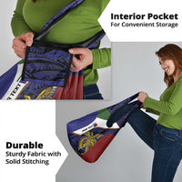 Personalised PNG Milne Bay Province Grocery Bag Bird of Paradise Tattoo Flag Motif - Polynesian Pride