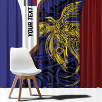 Personalised PNG Milne Bay Province Window Curtain Bird of Paradise Tattoo Flag Motif - Polynesian Pride