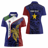 Personalised PNG Milne Bay Province Women Polo Shirt Bird of Paradise Tattoo Flag Motif - Polynesian Pride