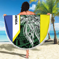 Personalised PNG Morobe Province Beach Blanket Bird of Paradise Tattoo Flag Motif - Polynesian Pride
