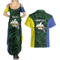 Personalised PNG Morobe Province Couples Matching Summer Maxi Dress and Hawaiian Shirt Bird of Paradise Tattoo Flag Motif - Polynesian Pride