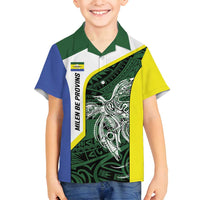 Personalised PNG Morobe Province Family Matching Long Sleeve Bodycon Dress and Hawaiian Shirt Bird of Paradise Tattoo Flag Motif - Polynesian Pride