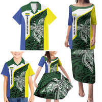 Personalised PNG Morobe Province Family Matching Puletasi and Hawaiian Shirt Bird of Paradise Tattoo Flag Motif - Polynesian Pride