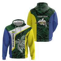 Personalised PNG Morobe Province Zip Hoodie Bird of Paradise Tattoo Flag Motif - Polynesian Pride