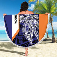 Personalised PNG New Ireland Beach Blanket Bird of Paradise Tattoo Flag Motif - Polynesian Pride