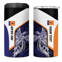 Personalised PNG New Ireland 4 in 1 Can Cooler Tumbler Bird of Paradise Tattoo Flag Motif - Polynesian Pride