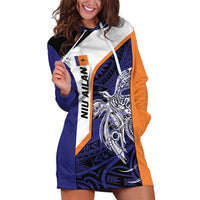 Personalised PNG New Ireland Hoodie Dress Bird of Paradise Tattoo Flag Motif - Polynesian Pride