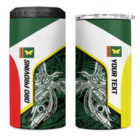 Personalised PNG Oro Province 4 in 1 Can Cooler Tumbler Bird of Paradise Tattoo Flag Motif - Polynesian Pride