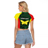Personalised PNG Oro Province Raglan Cropped T Shirt Bird of Paradise Tattoo Flag Motif - Polynesian Pride