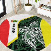Personalised PNG Oro Province Round Carpet Bird of Paradise Tattoo Flag Motif - Polynesian Pride